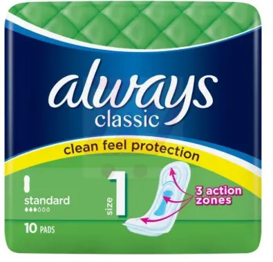 Always Classic Clean Feel Size 1 16-10ct
