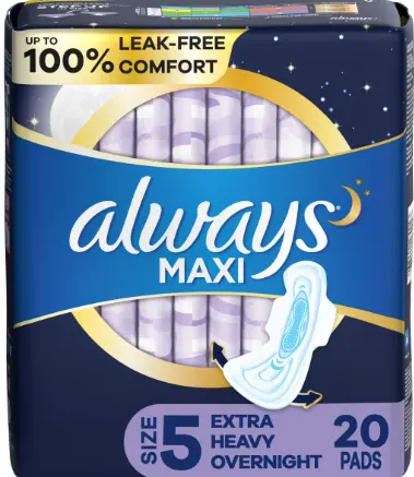 Always Maxi Size 5 Overnight Absorbency 27-6
