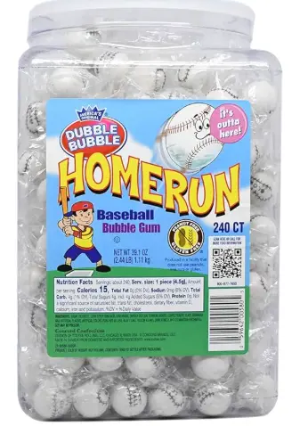 Dubble Bubble Homerun Baseball 240 Ct Jar