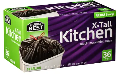 Durra Best BLK Drawstring Bag 36-18 Gal