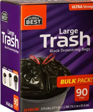 Durra Best BLK Drawstring Bag 90-30 Gal