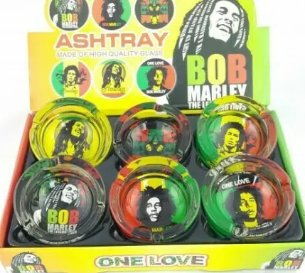Glass Ashtray Bob Marley 6ct