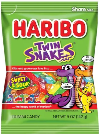 Haribo Twin Snakes Gummy Candy 12-5oz