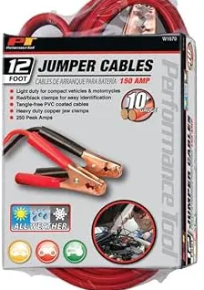 Performance Tool 10 Gauge 12 Foot Jumper Cables