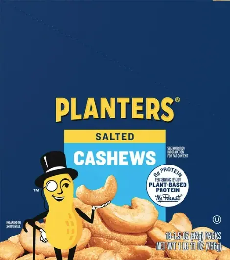 Planters Salted Cashews 18ct 1.5oz