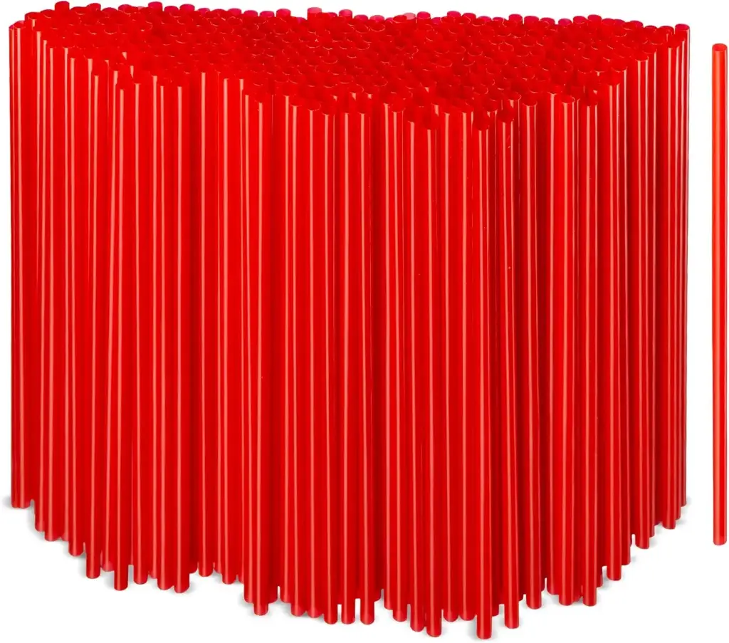  Straws - Red Plastic Sip Straws 8'