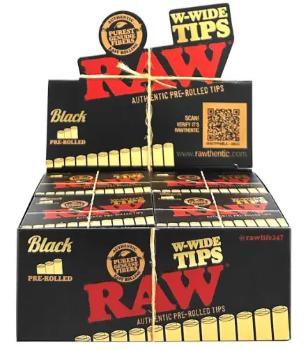 Raw Black Pre-Roll Wide Tips 20ct