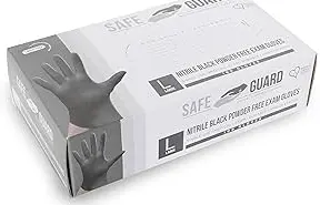 Safeguard Nitrile Black Powder Free Gloves XL