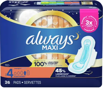 [Always Maxi Size 4 Overnight Absorbency 27-6] Always Maxi Size 4 Overnight Absorbency 27-6
