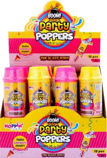 [Hoppin Candy Toy Party Poppers 12.0.35oz] Hoppin Candy Toy Party Poppers 12.0.35oz