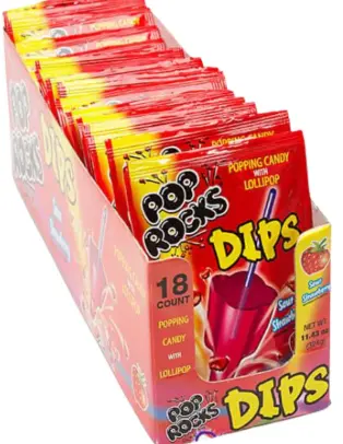 [POP Rocks Dips Sour Strawberry 18-11.43 Oz] POP Rocks Dips Sour Strawberry 18-11.43 Oz