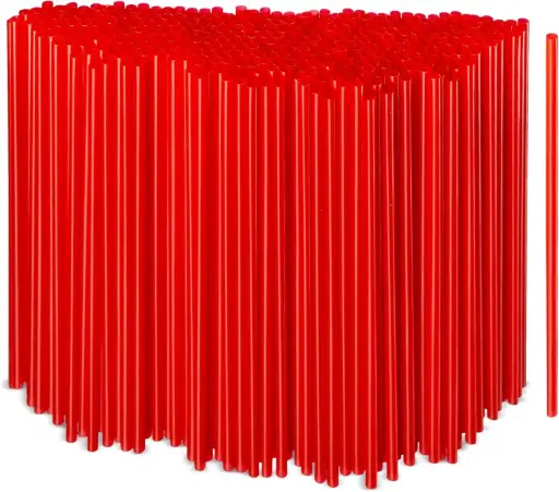  Straws - Red Plastic Sip Straws 5'