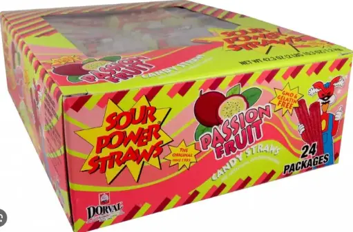 [Sour Power Straws Passion Fruit 24-1.75oz] Sour Power Straws Passion Fruit 24-1.75oz