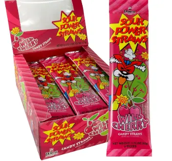 [Sour Power Straws Wild Cherry 24-1.75oz] Sour Power Straws Wild Cherry 24-1.75oz