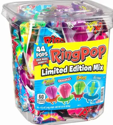 [Topps Ring Pop Mix Jar 44-.5oz] Topps Ring Pop Mix Jar 44-.5oz